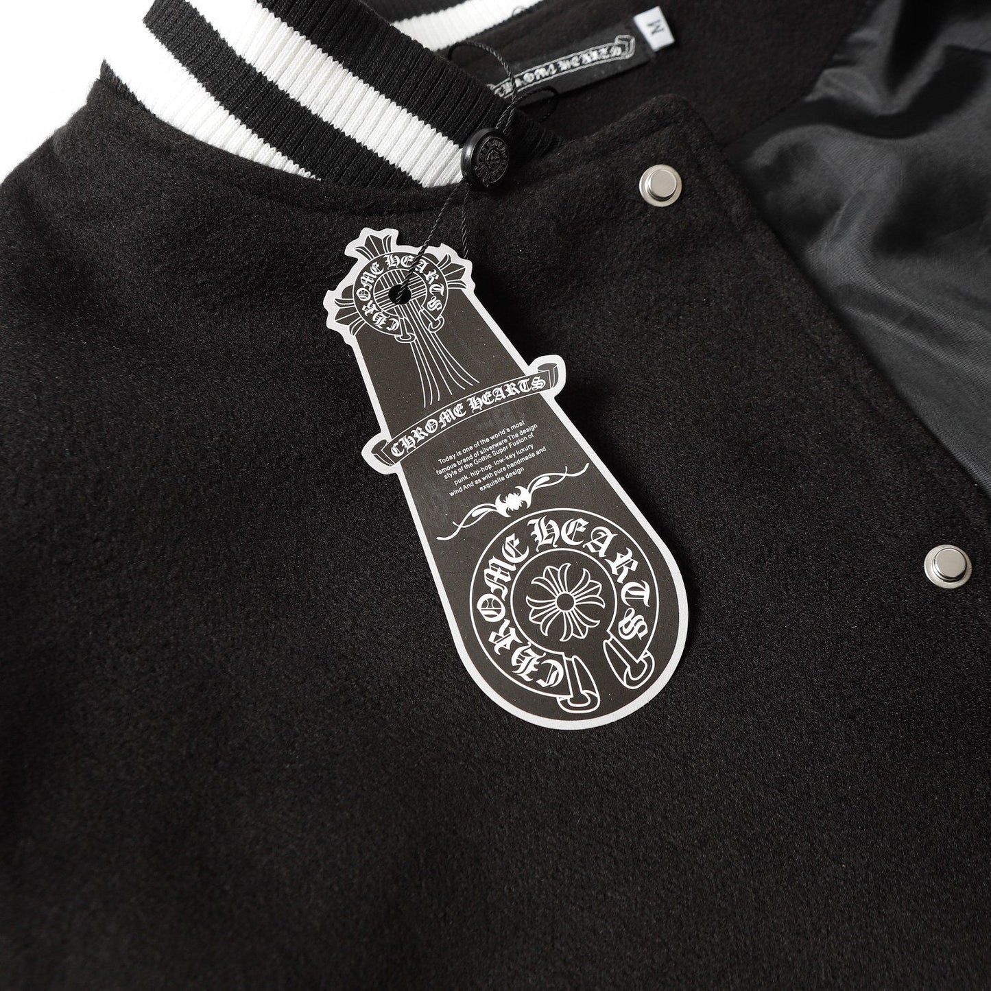 Cross Embroidered Leather Sleeve Varsity Jacket - Black Street Style 116